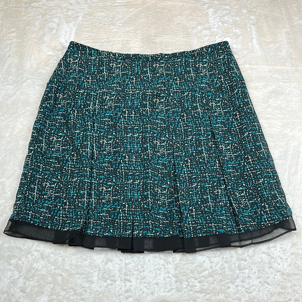 dressbarn A-Line Tweed Skirt in Teal and Black